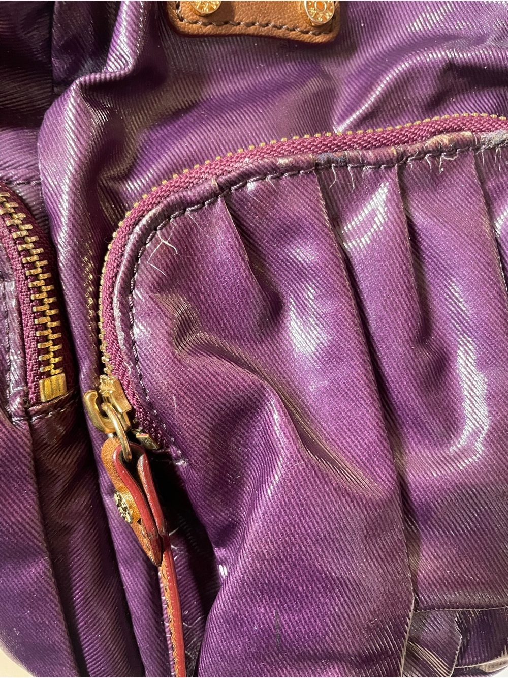 MZ Wallace Clara Satchel in Plum Slicker with Gold Tone Hardware - Picture 14 of 16